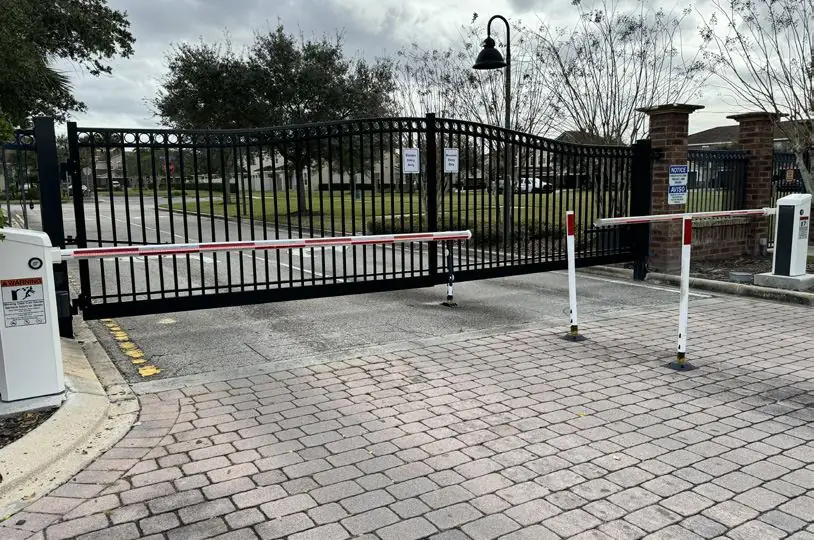 Automated vehicle gate at a residential entrance