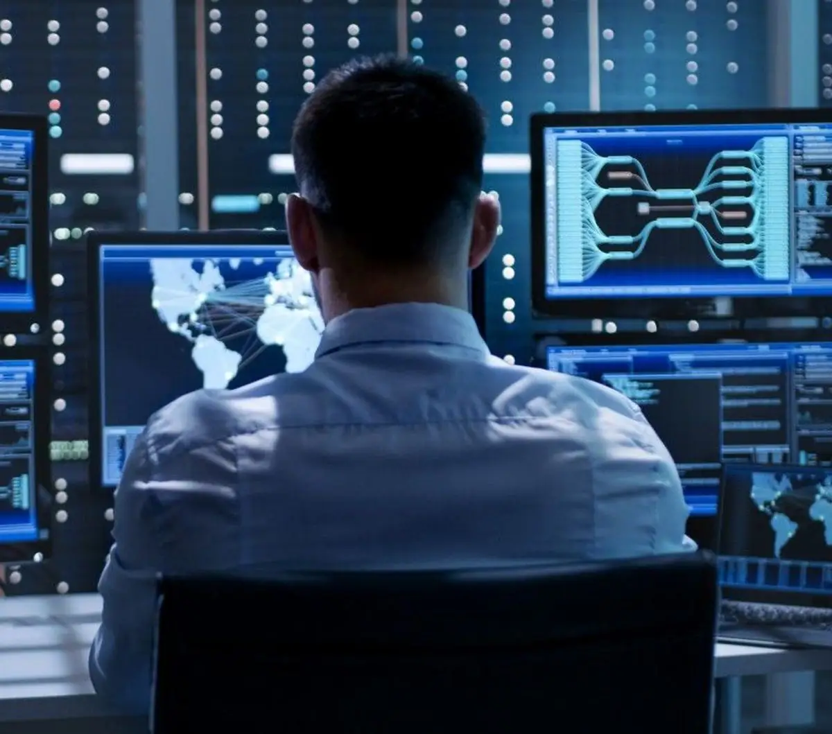 Operator watching monitoring screens